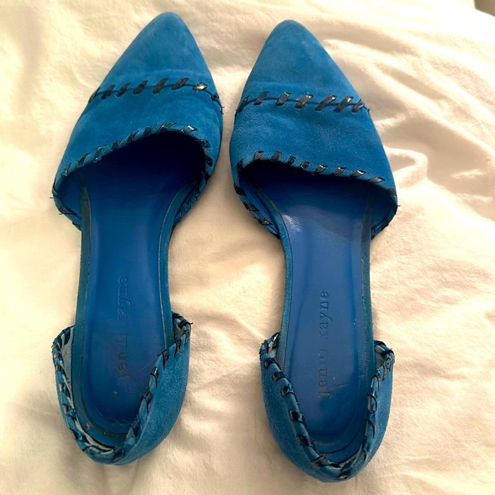 Jenni Kayne turquoise pointed flats.